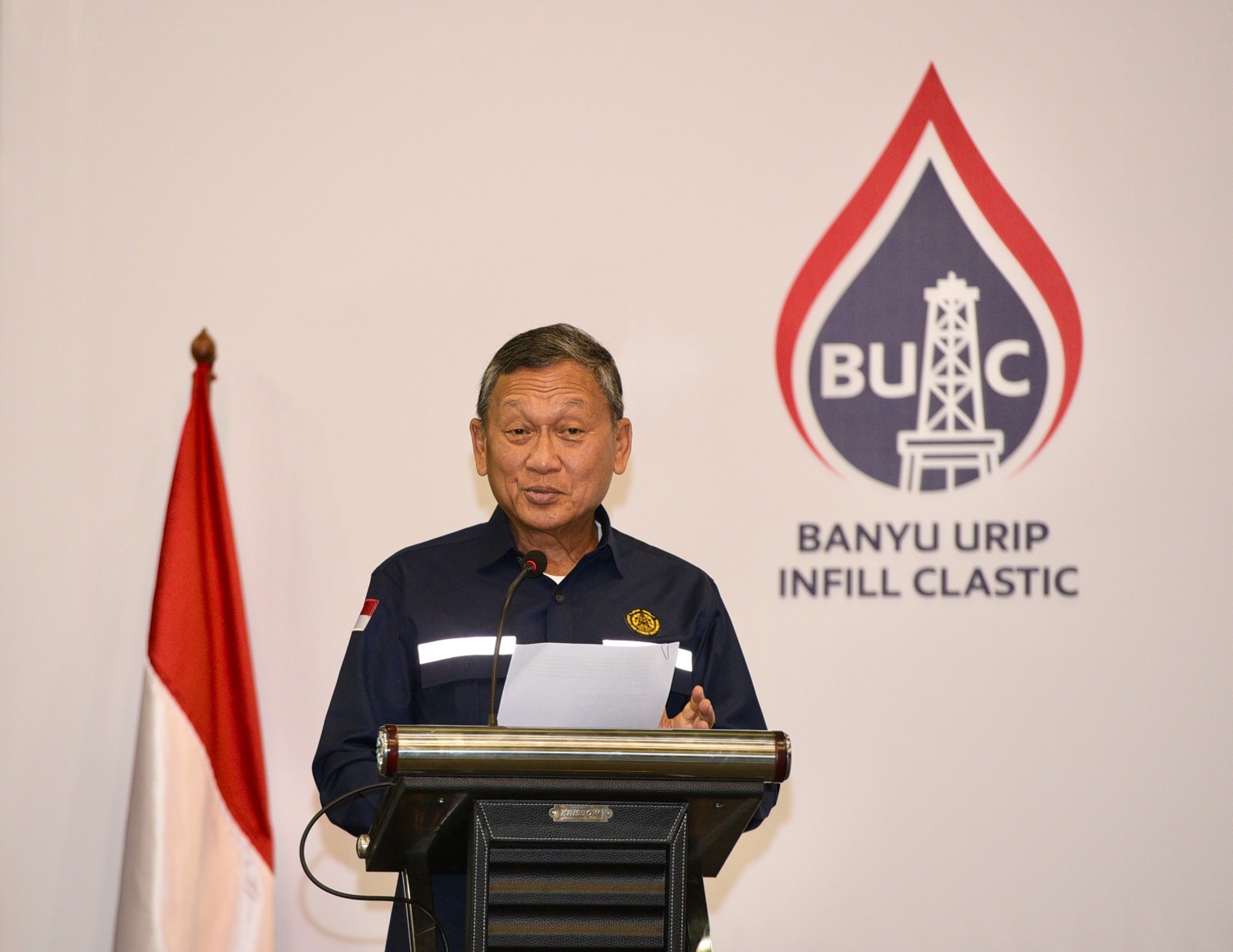  Peresmian Produksi Minyak Perdana Banyu Urip Infill Clastic Blok Cepu, Bojonegoro, Jawa Timur, Jumat (9/8). 