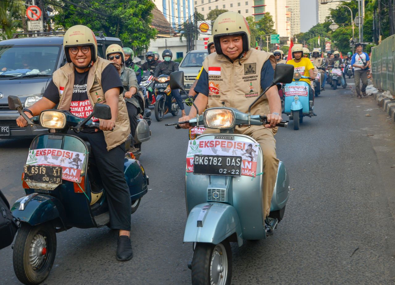 Menteri Jonan Serukan Keberagaman dengan Jajal Vespa Bareng Pemuda Muhammadiyah, Sabtu (5/5) 