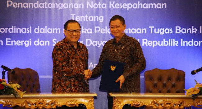 Penandatanganan Nota Kesepahaman Kementerian ESDM - Bank Indonesia, Kamis (13/4) 