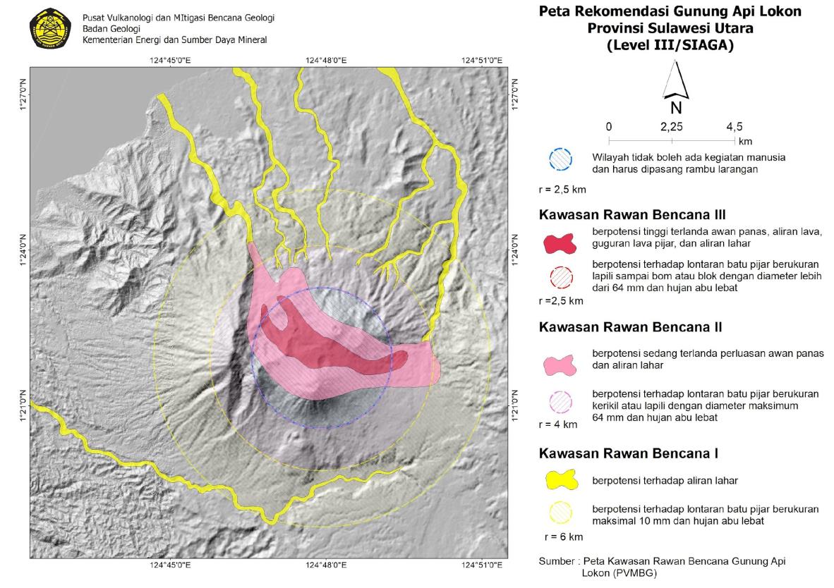 Aktivitas Meningkat, Badan Geologi Naikkan Tingkat Aktivitas Gunung Lokon ke Level Siaga