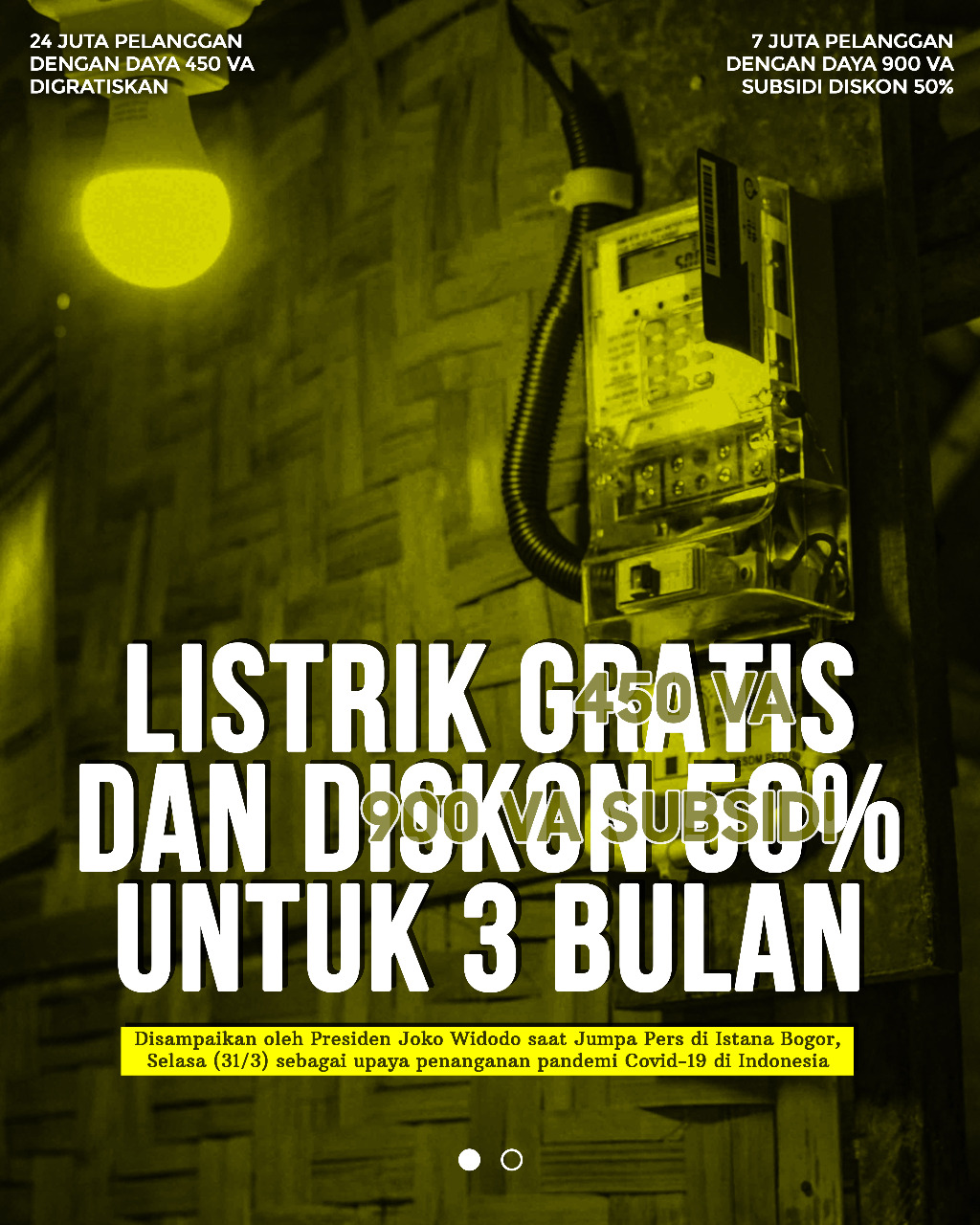 Bagian Perlindungan Sosial, Pemerintah Bebaskan Tagihan Pelanggan Listrik 450 VA dan Beri Keringanan Pelanggan 900VA Bersubsidi