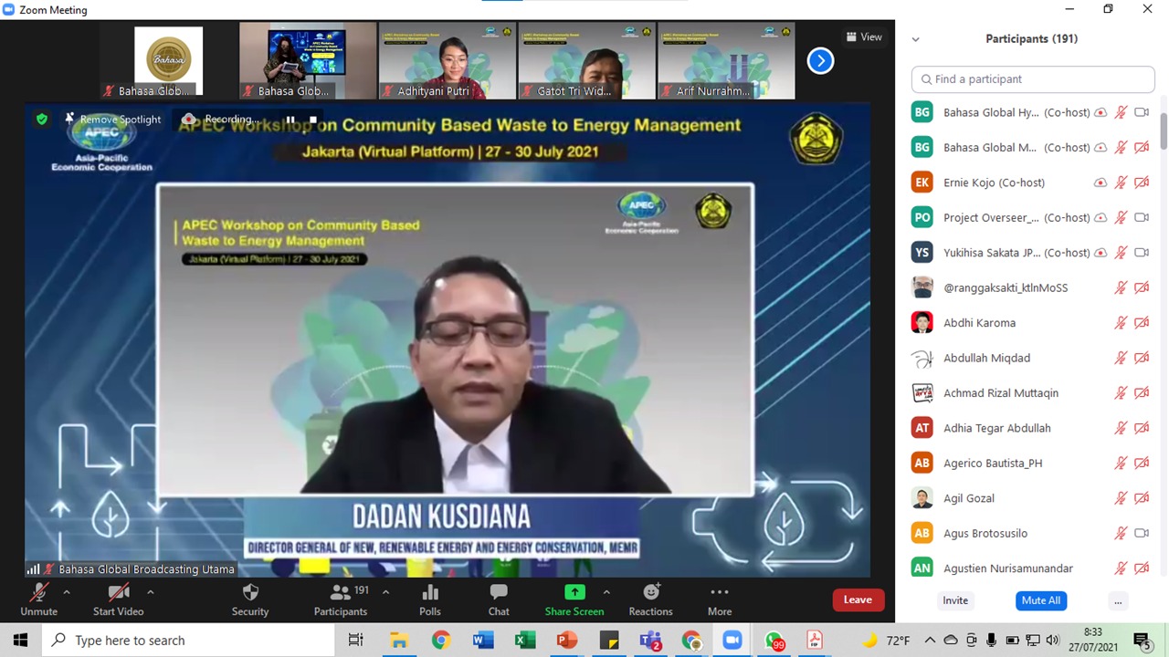 ESDM Gelar Workshop APEC Pengelolaan Sampah Sebagai Energi Berbasis Komunitas
