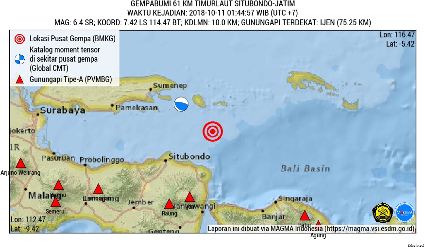 Gempa 6,4 SR Situbondo Tidak Sebabkan Tsunami