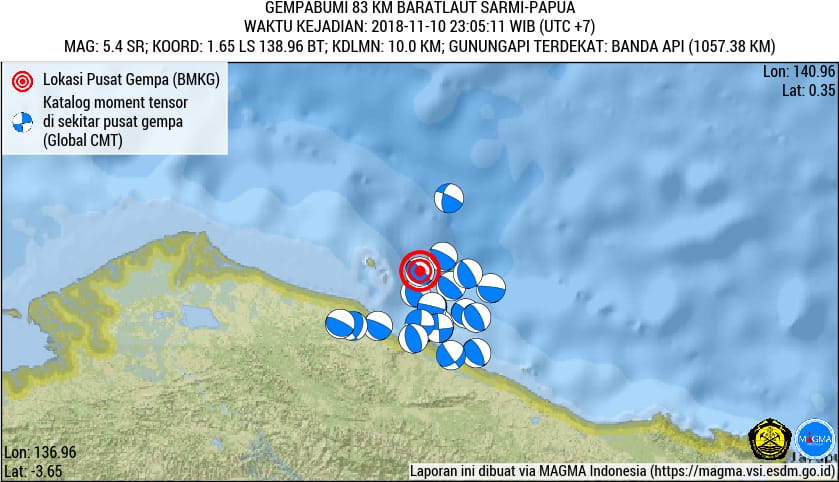 Gempa Bumi Guncang Barat Laut Sarmi, Papua, Tidak Picu Tsunami
