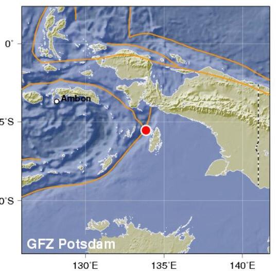 Gempa Bumi M 6,6 Terjadi di Barat Laut Kepulauan Aru, Maluku