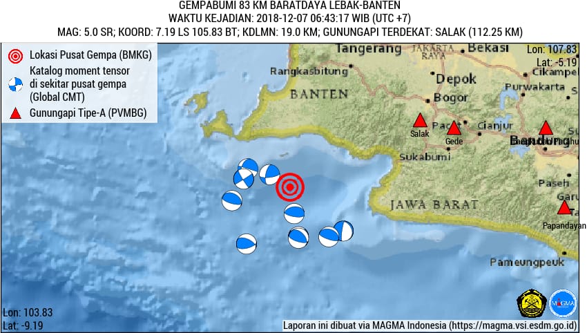 Gempa Bumi M5,0 di Barat Daya Lebak, Banten, Tidak Sebabkan Tsunami
