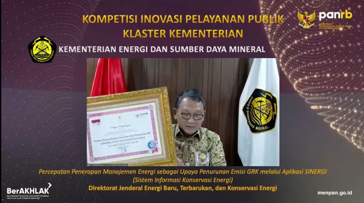 MESDM Terima Penghargaan TOP 45 Inovasi Pelayanan Publik 2021