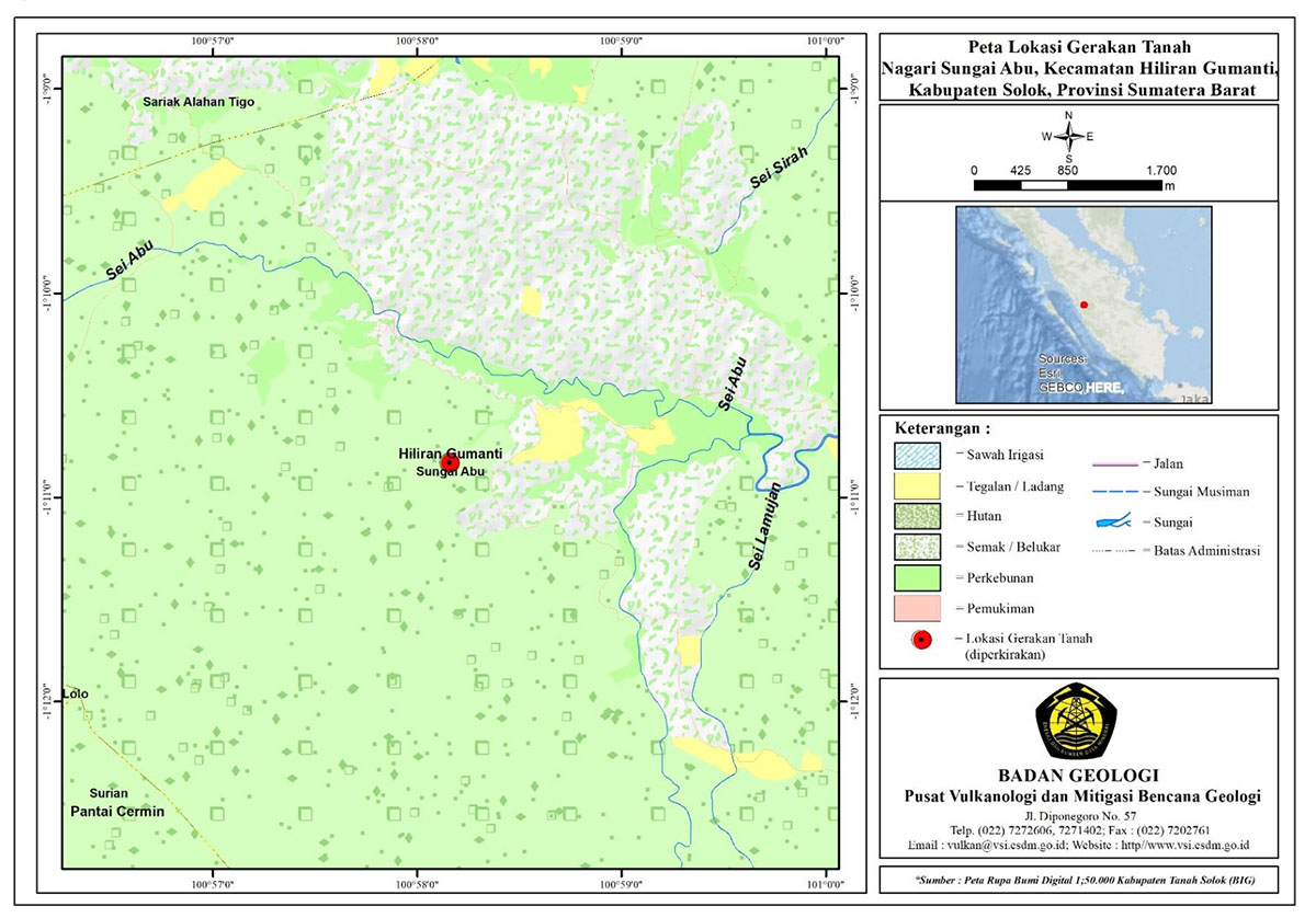 PVMBG : Longsor di Solok Akibat Penggalian Lereng dan Curah Hujan Tinggi