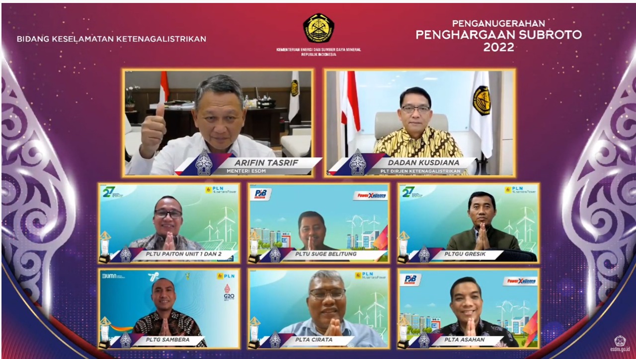6 Pembangkit Terima Penghargaan Subroto 2022 Bidang Keselamatan Ketenagalistrikan