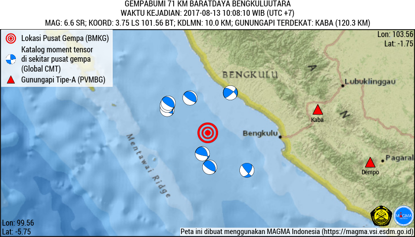 Gempa 6,6 SR Guncang Bengkulu