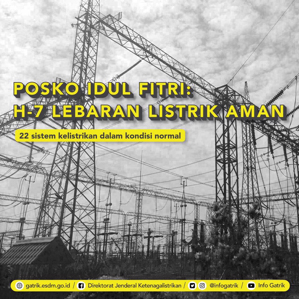 H-7 Lebaran, Pasokan Listrik Terpantau Aman 