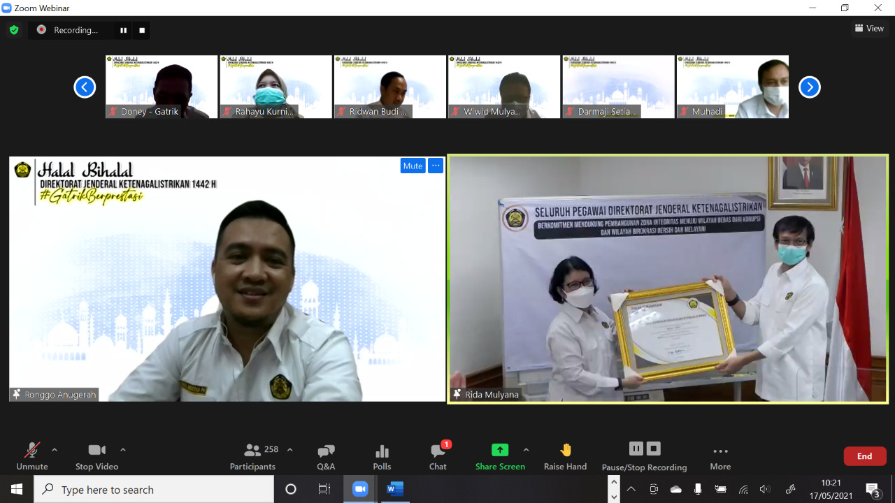 Halalbihalal Virtual, Dirjen Gatrik Beri Apresiasi pada Unit Kerja Berprestasi