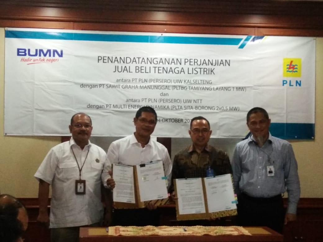 Hemat Penggunaan BBM Untuk Pembangkit, PLN Teken Perjanjian Jual Beli Tenaga Listrik (PJBL) dengan PLTM Sita dan PLTBg Sawit Graha Manunggal
