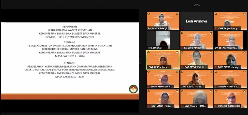 Pengukuhan Ketua Unsur Pelaksana Dharma Wanita Persatuan Ditjen EBTKE 2019-2024