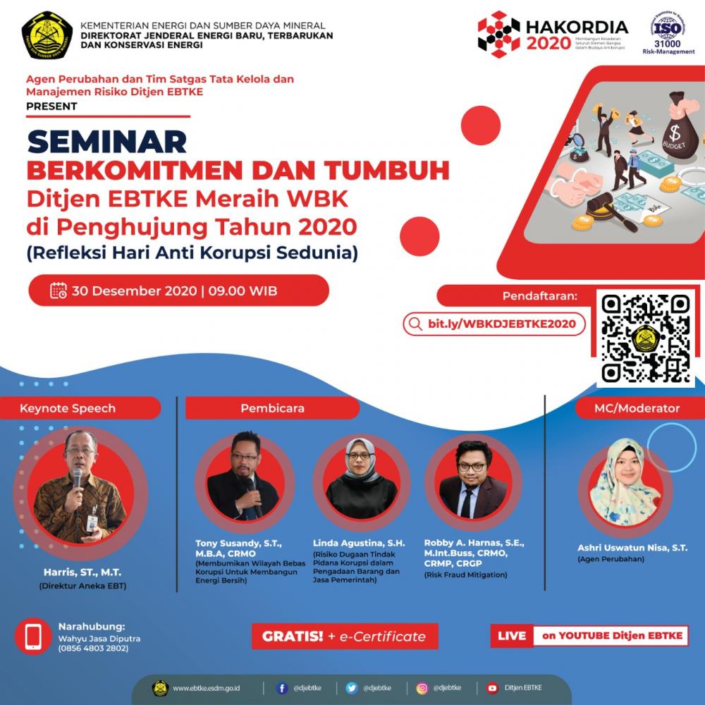 Tumbuh dan Berkomitmen, Ditjen EBTKE Penuhi ISO Manajemen Risiko dan Raih WBK di Penghujung Tahun 2020