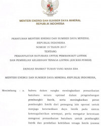 Permen ESDM Nomor 19 Tahun 2017 tentang Pemanfaatan Batubara untuk Pembangkit Listrik