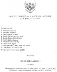 Surat Edaran MESDM Nomor 09 E 91 MEM 2015